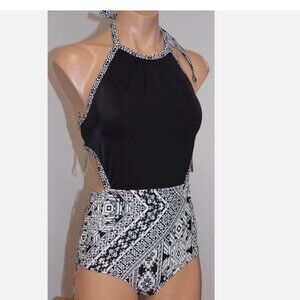 New Coco Rave Swimsuit 1 one piece Sz S 32B/C High Neck Black